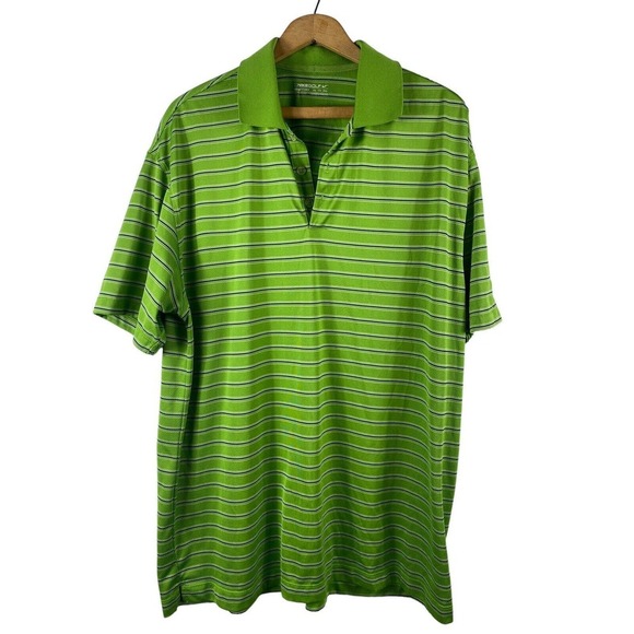 Nike Golf Shirt XXL 2XL Green Stripe Short Sleeve Polo Mens - Picture 1 of 6